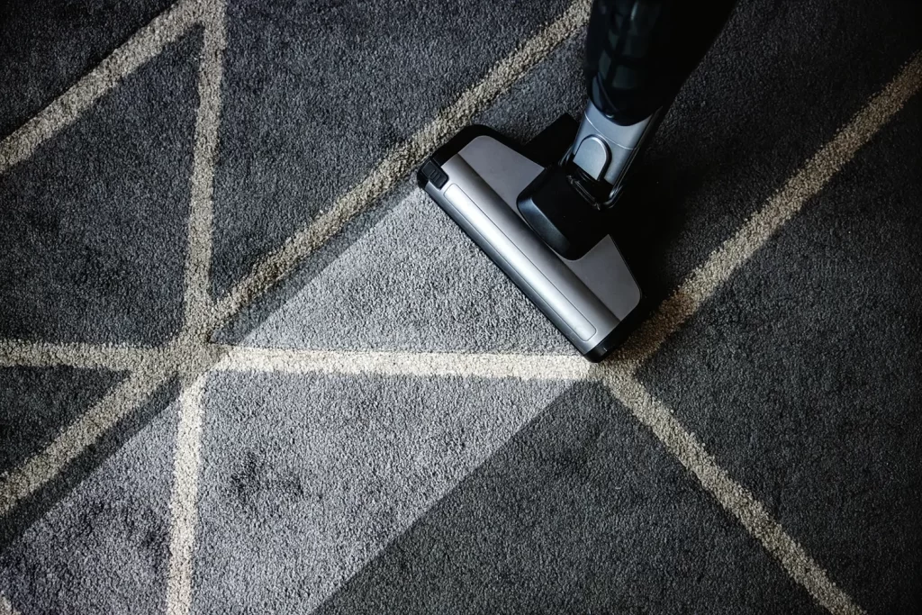 Vacuuming a carpet